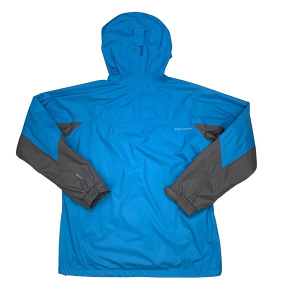 Helly Hansen Packable Windbreaker Jacket M Blue Gray Hooded Colorblock Gorpcore - Picture 11 of 12